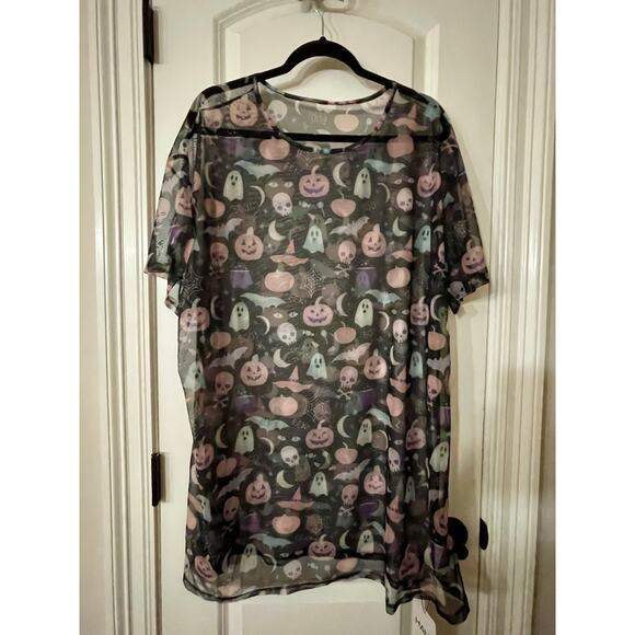 Halloween Print Mesh Top NWOT 3X - Picture 2 of 6